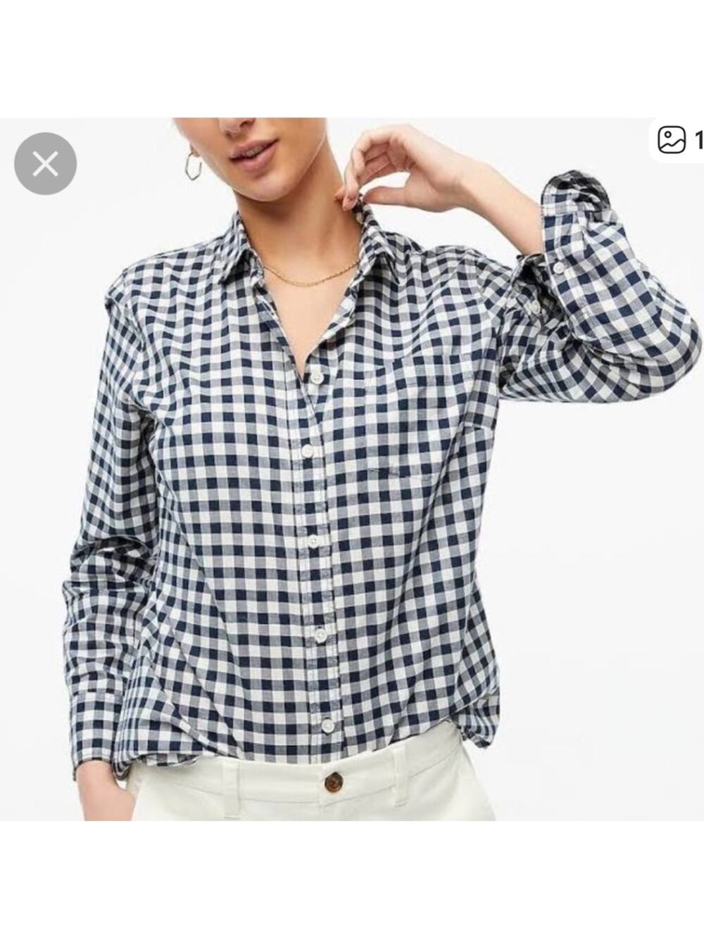 J.Crew Navy and White Checkered Shirt